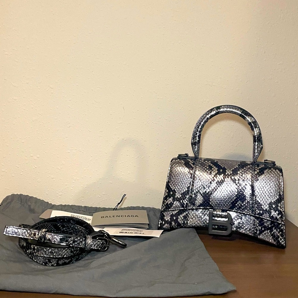 Balenciaga Silver Snake Skin Handbag